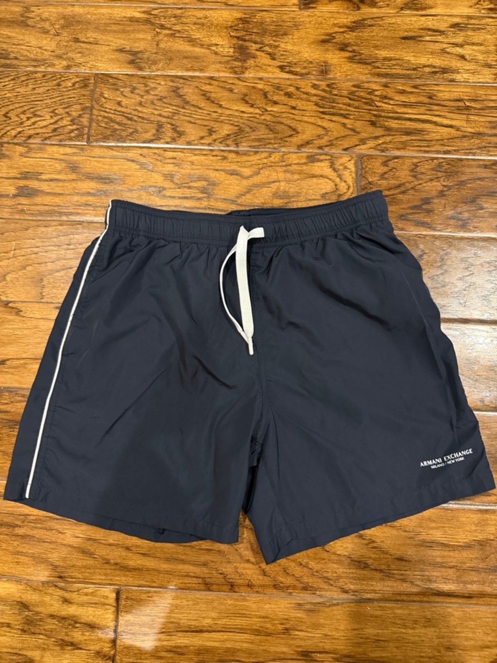 Armani Exchange Navy Swim Shorts with White Drawcord